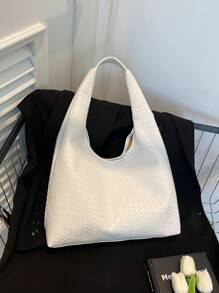 Bolso de hombro vintage de gran capacidad y color liso suave para mujer, versátil bolso bandolera con asa, bolso de hombro tipo hobo grande con capacidad, bolso bandolera casual de trabajo de gran capacidad