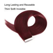 Tape In Human Hair Extensions Straight Real Hair Extensions Remy Tape Ins Straight Silky Seamless Invisible Real Human Hair Add Length 50g - S99J - View 5
