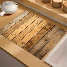 1pc Wood Grain Pattern Printed Absorbent Mat, Suitable For Espresso Machine, Sink, Faucet, Cup Holder, Home Decor, Kitchen & Bathroom Accessories - Multicolor - View 11