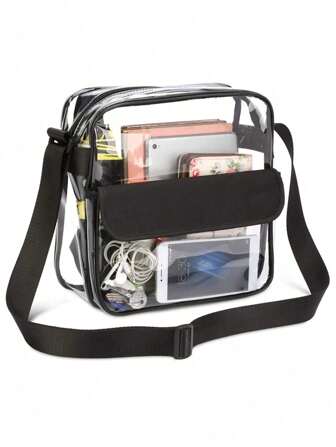 PVC透明包斜跨透明包防水透视拉链手提包适用于旅行演唱会