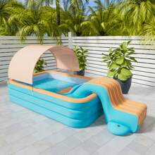 1pc PVC Inflatable Swimming Pool Slide, Suitable For Large Inflatable Swimming Pools Over 1.8m, Anti-Leak Jumbo Inflatable Water Slide, Outdoor Water Fun Family Pool Toy With Easy Storage