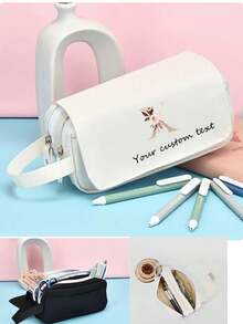 1pc Large Capacity Pencil Case, Customizable Pattern, Text Signature, High-Appearance Stationery Bag, Suitable As Teacher's Gift, Student's Gift, Or Friend's Gift - Multicolor - View 11