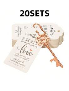 50PCS Wedding Favors Key Bottle Openers Rustic Wedding Favor Skeleton Keys Bridal Shower Guest Gifts For Christmas Valentine's Day And New Year's Parties Birthday Party Gifts For Guest With Thank-You Card And Key Chains, For Outdoor, Camping, Gift For Father