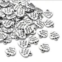 WGRXIRANYKM 50/100 Peças Pingente com Forma de Coração Talhado, DIY, Artesanato, Colar, Pulseira, Chaveiro, Achados para Fabricação de Joias