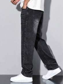 Jeans casuales de corte recto y ajuste delgado con estilo europeo y americano para jóvenes
