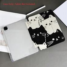 一款黑白猫咪图案保护套，专为喜爱甜美可爱风格的用户设计，带有笔槽，兼容 iPad 10.9/10.2/iPad Air 第五代/iPad Pro 11/第十代/9.7/iPad Air 2/iPad（第七代）/iPad（第八代）/iPad Air 4/5/iPad Pro 11/iPad 第十代 10.9 英寸（2022 年款）/iPad Air 13（M3 2025 年款）/iPad Air 11（M3 2025 年款）/iPad Air 11（A16 2025 年款），具备自动睡眠/唤醒功能。 - 無色 - 查看 3