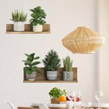 2 Pieces, Green Plants, Flowers, Trees, Bonsai Wall Stickers, 3D Removable PVC Waterproof Self-Adhesive, Suitable For Living Rooms, Bedrooms, Kitchens, Wall Decoration, Tropical Plant Stickers Personalised Stickers Room Decor