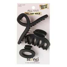Matte Black Hair Claw Clips 3 Piece Set For All Hair Types - 1 - View 9