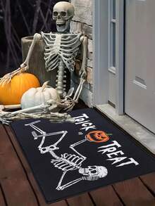 1 件万圣节门垫，万圣节恐怖骷髅南瓜图案装饰地毯，户外迎宾门垫，万圣节门垫地毯，用于前门装饰，万圣节装饰，不给糖就捣蛋派对礼品，适用于厨房、浴室、客厅、家居装饰、节日装饰