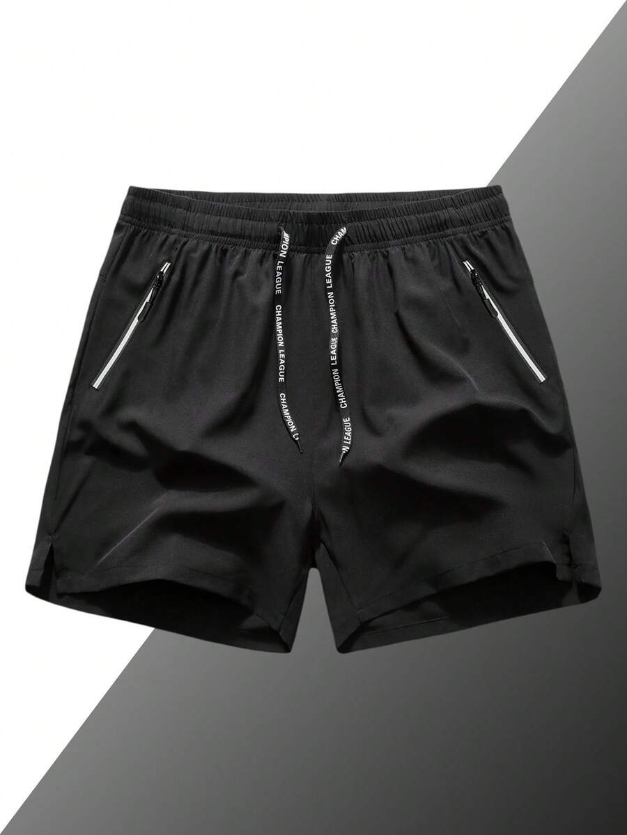 Quần short thể thao Ice Silk thoáng khí khô nhanh cho nam, thích hợp cho chạy bộ buổi sáng, chạy bộ, tập thể dục và thể hình, mùa hè - màu đen - Xem 1