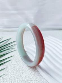 1 件时尚超透明简约树脂手链，适合女性日常和派对佩戴 - 透明紅色寬條樹脂手鐲 - 查看 23