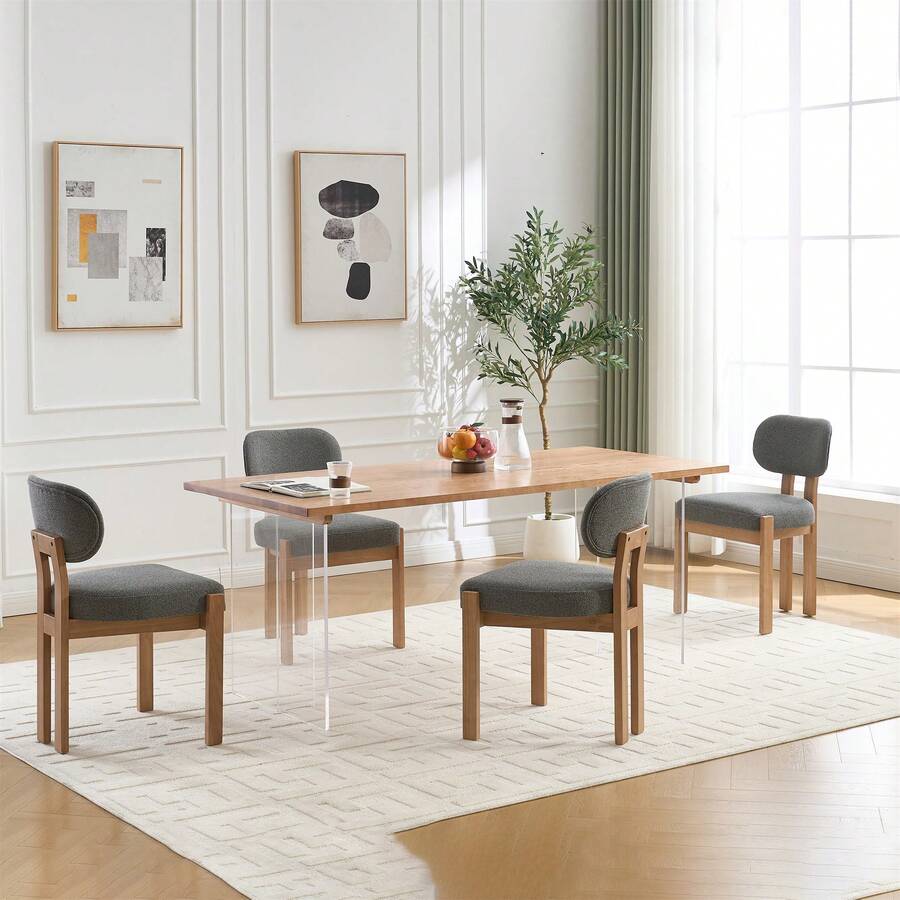 Two Piece Bar Stool Set, Living Room/Dining Room Farmhouse Dining Chairs, Modern Textile Cushioned Kitchen Stools With Industrial Metal Legs - Suitable For Kitchen Islands, Cafes, And Home Offices, Easy To Assemble And Providing Reliable Stability, The Perfect Combination Of Fashion And Functionality. - Ghế ăn bằng gỗ 2PC (màu xám) - Xem 1