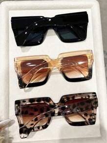 Lot de 3 lunettes de vue carrées en plastique pour femme, verres dégradés, parfaites et élégantes, idéales pour le travail, la conduite, les vacances, les voyages et les tenues de week-end.
