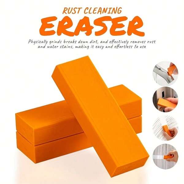 1pc/2pcs Orange Polyethylene Terephthalate Rubber Household Kitchen Cleaning Tools, Easy Limescale Eraser, Bathroom Glass Rust Remover, Faucet Water Tap Cleaning Eraser, With Non-Slip Grip And Non-Skid Bottom, For Kitchen Scale And Rust Brush