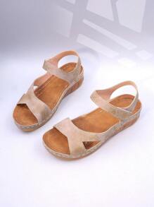 1 paar eenvoudige sandalen voor meisjes en tieners, comfortabel en slijtvast, met open teen en aflopende hak, een ontwerp met één voetkick, casual stijl, ideaal voor dagelijks reizen