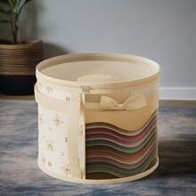 1pc Fashionable Bear Design Hat Storage Bucket, Round Stackable Hat Container With Large Front Window, Portable Zippered Clothes Storage Basket, Suitable For Beach Hats And Wide-Brim Hats, Gender Reveal Party, Perfect For Birthdays, Weddings, Parties, The Perfect Gift For Colleagues, Friends, And Family, Back To School