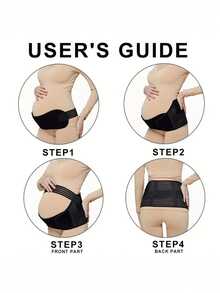 可调节孕妇托腹带，适用于孕中期至孕晚期，采用魔术贴腰带和透气肩带，防止腹部束缚。