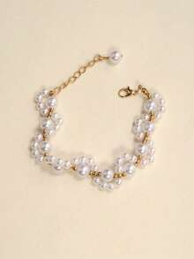 1件优雅女士简约仿珍珠猫爪手链，是新娘佩戴和情人节配饰的理想之选