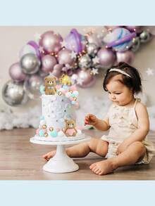 可爱泰迪熊蛋糕装饰饰品、婴儿洗礼蛋糕装饰、软橡胶娃娃装饰、泰迪熊生日蛋糕装饰、婴儿洗礼装饰、性别揭秘派对