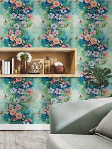 1 Roll 1m/3m/5m Floral, Butterfly, Flower Wallpaper, Suitable For Home Renovation, Room Decoration, Cabinet Refacing, Bathroom Decoration, Vinyl Wall, DIY, Waterproof, Stain-Resistant, Aluminum Foil Wallpaper, Non-Transparent, Covers Stains, Good Flexibility, Easy To Clean, Self-Adhesive Wall, Wallpaper, Wall Stickers - Multicolor - View 8