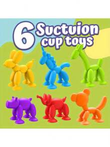 Interactive Silicone Suction Cup Animal Toys For Kids Sensory Play & Travel-Friendly - Ideal For Birthday - Assorted Colors