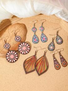 TopHanqi 13 Paar Vintage Bohemien Ohrring Set, geometrische personalisierte Tropfenöl-handgefertigte Quaste-Ohrringe mit Strass-Umwicklung, geeignet für täglichen Gebrauch, Partys, Street-Style, Geschenke, ganzjährig