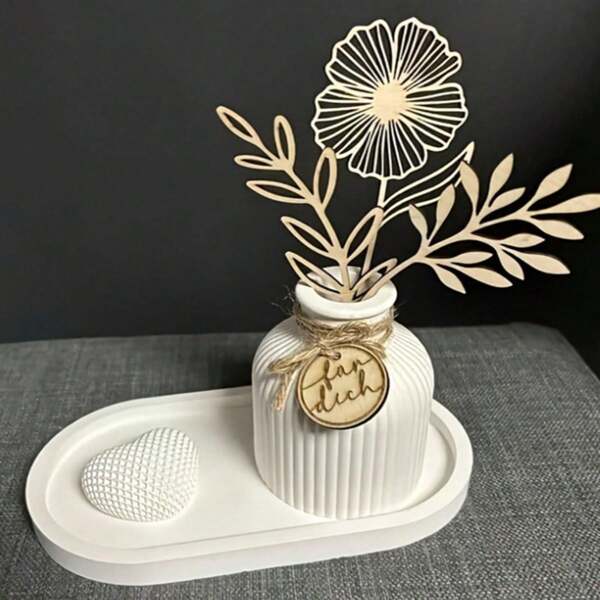8 houten DIY-bloemen, geschikt voor knutselen, woondecoratie, kantoordecoratie, Moederdag, cadeau voor oma, muursticker voor de slaapkamer, geweldig voor feestdagen zoals Moederdag, Thanksgiving en Kerstmis.