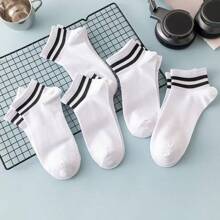 5/10 Pairs Of Women's Spring And Summer Thin Three-Bar Two-Bar Socks, Women's Socks, College Style, Casual Men's And Women's Couples, Socks, Men's Socks.