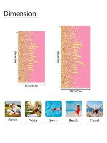 1pc Personalized Text Customized Glitter Beach Towel, Super Absorbent Swimming Towel, Comfortable Beach Towel, Pool Towel, Exquisite Yoga Mat, Beach Accessory, Holiday Essential Gift For Anniversaries, For Valentine's Day, For Mother's Day, For Birthdays, For Children's Day, For Father's Day, For Graduation, For Weddings, For Housewarming Bathroom, Living Room, Bedroom, Home Summer Bathroom Decor Travel Essentials Travel Accessories Beach Essentials,Dorm Essentials,Customized Beach Towels,Halloween Edit