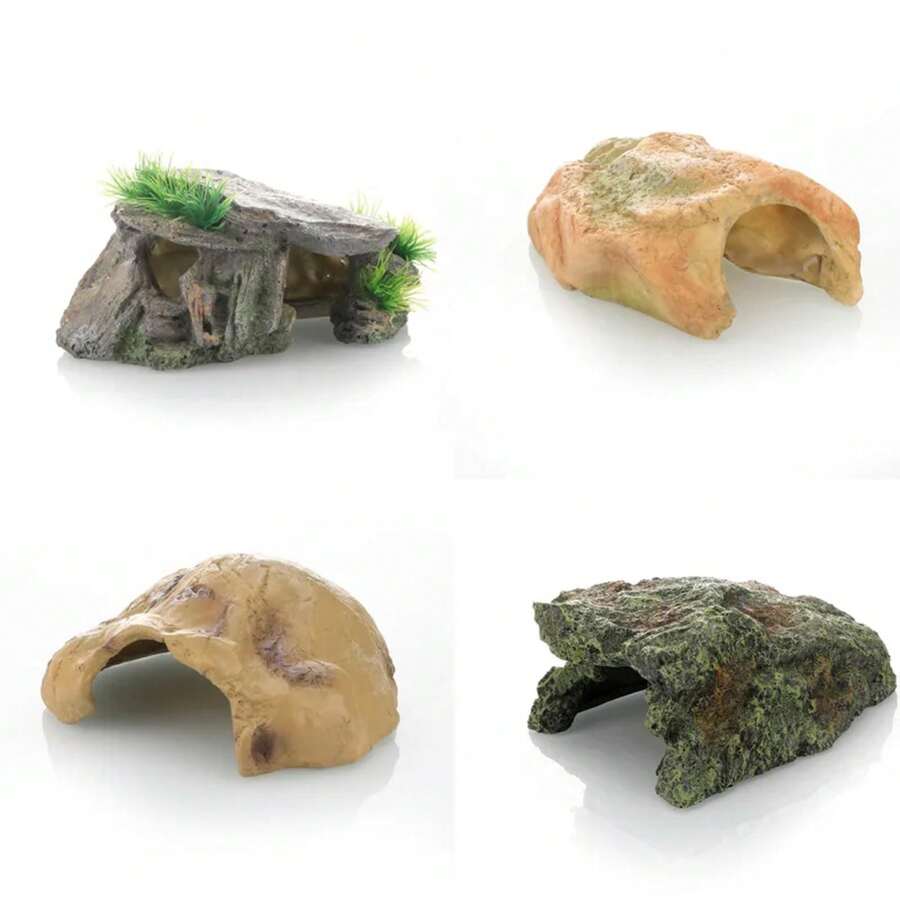 Escondite para reptiles, plataforma de escalada, escondite para tortugas, resina, decoración y paisaje para acuarios - Amarillo - Ver 1