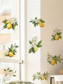 1pc, Fresh Fruit Wall Sticker, Lemon, Removable Waterproof Vinyl Sticker, Suitable For Restaurant Kitchen Living Room Background Wall Decoration, Home Decoration - Yellow - View 1