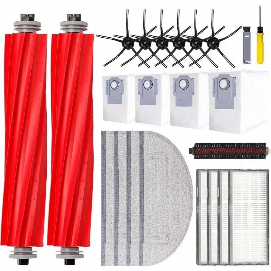 21 PCS Replacement Parts Compatible With Roborock S7 MaxV Ultra Robot Vacuum Cleaner6 Side Brushes 4 HEPA Filters 4 Dust Bags 1 Cleaning Brush 2 Main Brushes 4 Mop Pads 2 Tools - S7MaxVUltraReplacementParts - View 1