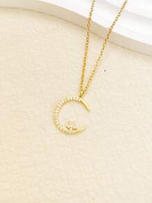 1 pièce Ensemble de collier de strass élégant avec étoiles et lune, chaîne claviculaire simple et raffinée pour femmes, convient pour les fêtes et les cadeaux, adapté pour un port quotidien ou festif, convient pour les voyages et les vacances