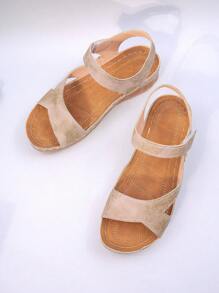 1 paar eenvoudige sandalen voor meisjes en tieners, comfortabel en slijtvast, met open teen en aflopende hak, een ontwerp met één voetkick, casual stijl, ideaal voor dagelijks reizen