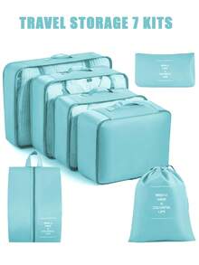 7/9件套/1 旅行收纳袋，旅行配件旅行必需品沙滩行李箱手提箱化妆包旅行包收纳袋行李套装沙滩包手提包大学必需品 - 彩色 - 查看 17