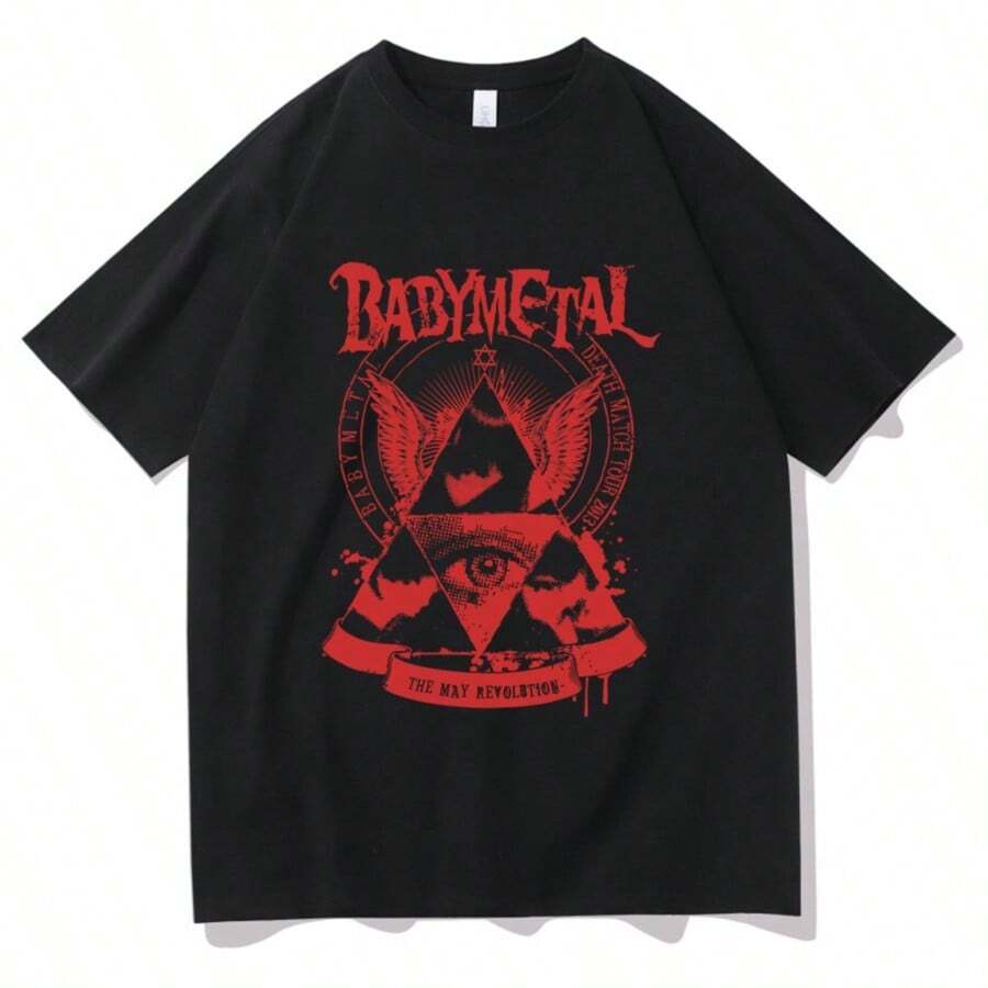 Rock Metal Band Babymetal May Revolution Graphic T-Shirt Men Women Vintage Gothic T Shirts Male Streetwear Pure Cotton Tshirt - màu đen - Xem 1