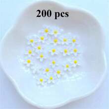 1 paquete de 100/200 piezas mini flores planas de 0,75 cm/0,29" de resina linda para decoración de joyería