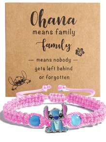 Disney Disney 1pc Disney Cartoon Stitch Alloy Craft Adjustable Braided Bracelet,Great For Wonderful Gifts For Friends And Partners!