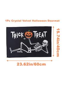 1 件万圣节门垫，万圣节恐怖骷髅南瓜图案装饰地毯，户外迎宾门垫，万圣节门垫地毯，用于前门装饰，万圣节装饰，不给糖就捣蛋派对礼品，适用于厨房、浴室、客厅、家居装饰、节日装饰