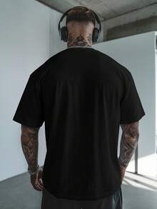 [Sporty T-Shirt]Men'S Black Boxing Graphic T-Shirt - "Boxing Athletic Fight Hard" Design, Casual Sportswear With Breathable Fabric, Perfect For Summer Outdoor, Workout, Or Street Style, Outdoor Sportswear |   Boxing Themed Shirt |   Comfortable Fit, Boxing Accessories |   Relaxed Fit |   Plus Size - 黑色 - 查看 6