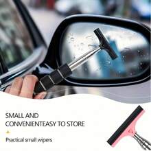 1 Piece Of Retractable Windshield Wipers, Car Mirror Wipers With Retractable Long Bar, Retractable Car Glass Scraper, Auto Accessories, Portable Car Lens Raindrop Cleaner, Practical And Portable