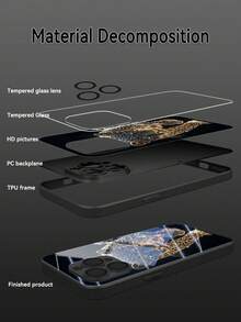 Fierce Animals 1 件黑色豹纹时尚个性化金属漆钢化玻璃材质带镜头膜，防摔、防刮、防指纹 TPU 全边软手机壳兼容 Apple 16/16 Plus/16 Pro/16 Pro Max 防水防震 - 彩色 - 查看 5