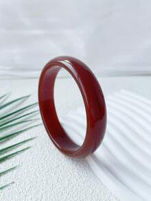 1 件时尚超透明简约树脂手链，适合女性日常和派对佩戴 - 透明紅色寬條樹脂手鐲 - 查看 30