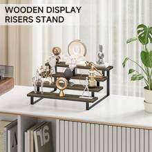 Wooden Display Riser Stand, 4 Tier Perfume Display Stand, Perfume Organizer With Metal Stand For Dresser, Display Shelf For Cologne, Spice Rack, Figruine, Cupcake - 4層棕色 - 查看 4