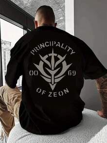 A Short-Sleeved T-Shirt With A Black Vanson Branded Five-Pointed Star Pattern. Crew Neck, Loose Fit. 200g Pure Cotton T-Shirt. High Gram Weight And High Texture. Can Be Worn For Everyday Leisure. Unisex Style, A Versatile Item That Matches Commuting And Dating. - 黑色 - 查看 1