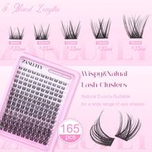 Lash Clusters Wispy Eyelash Clusters C-Curly Individual Lashes Zanlufly Natural 300Pcs Cluster Lashes Eyelash Extension 10 12 14MM DIY Lash Extension - B-natural 01 - View 2