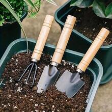 Gardening Tools Three-Piece Set, Flower Rake Spade Potted Plant Spade, Succulent Spade Tools, Spatula And Potting Supplies - 米色 - 查看 4