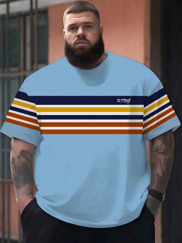 Top deportiva para exteriores para hombres a rayas, de tela de secado rápido con impresión en 3D, ropa informal y de negocios para hombres