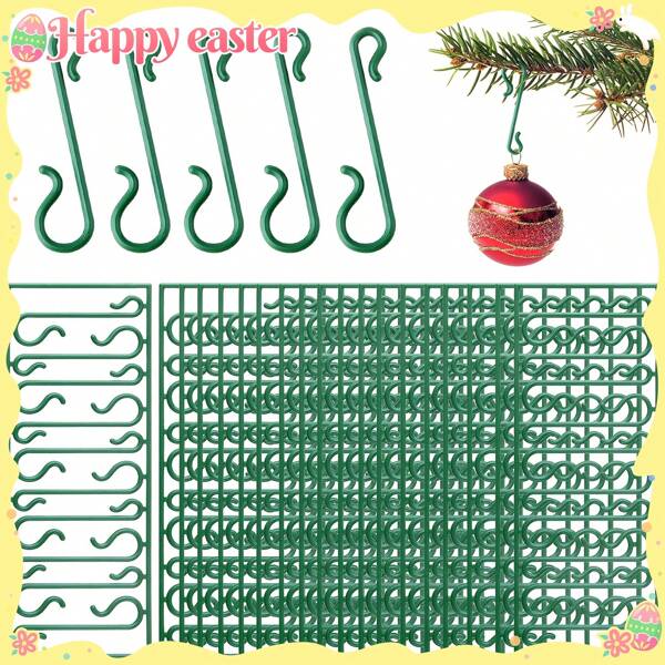 100/200 piezas Ganchos de plástico duraderos para decoración de Navidad - Colgadores reutilizables de mini árbol verde para luces, bolas, etc. - Ideal para decoración navideña, adecuado para Halloween, Navidad, Pascua, Fiesta de Navidad