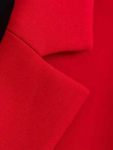 Minimalist Front Button Long Sleeve Blazer Jacket, Slim Fit, Spring/Autumn - Red - View 4